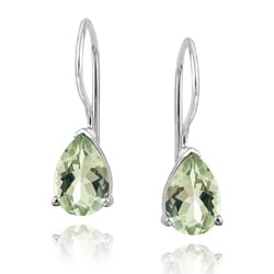 Glitzy Rocks Sterling Silver Green Amethyst Teardrop Earrings