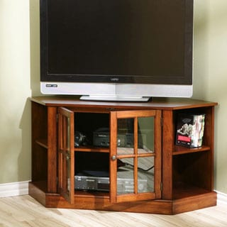 Upton Home Crescent Walnut Corner Media Stand