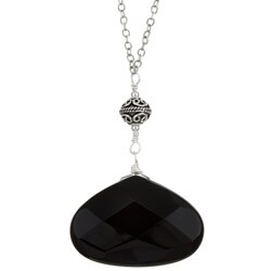 Charming Life Sterling Silver Large Black Onyx Briolette Necklace