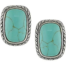 Sterling Silver Rectangular Turquoise Earrings
