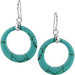 Sterling Silver Circle Turquoise Hook Earrings