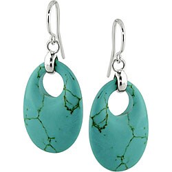 Sterling Silver Oval Turquoise Hook Earrings