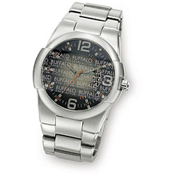 Buffalo 'Profile' Men's Steel/ Leather Watch
