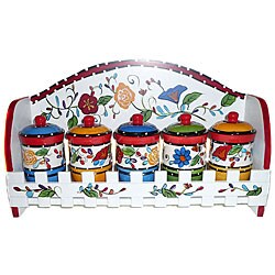 Viva Collection Hand-painted 5-piece Spice Rack
