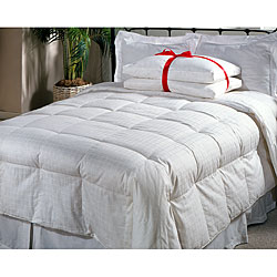 Euro Check Oversized Twin White Down Comforter