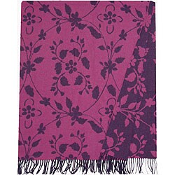 Wooded River Floral Vine Wool Throw Blanket (Italy)