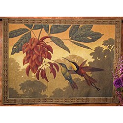 'Hummingbird Flower Kisses' Tapestry with Rod Set