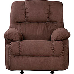 Recliner Rocker Chair Dark Brown Microfiber
