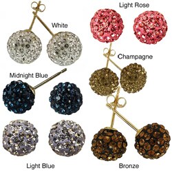 10k Yellow Gold Crystal Ball Earrings