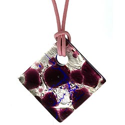 Genuine Murano Glass Pink/ Silver Rhombus Necklace
