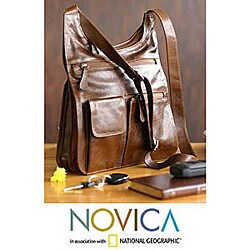 Leather 'Expedition' Shoulder Bag (Peru)