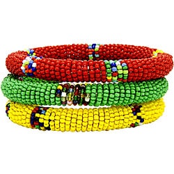Trio of Red, Yellow and Green Bracelets (Kenya)