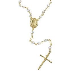 14k Gold over Silver Crystal Rosary Necklace