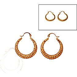14k Yellow Gold Bronze Crystal Reversible Earrings