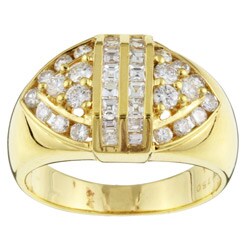 18k Gold 1 1/10ct TDW Diamond Football Ring (G-H, SI) (Size 7.25)