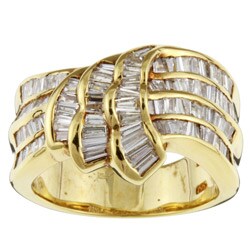 18k Gold 1 1/2ct TDW Tapered Diamond Ring (H-I, I2) (Size 7.5)