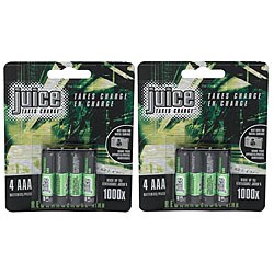 Juice NiMH Rechargeable AAA Batteries (Pack of 8)