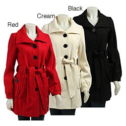 Coffee Shop Women's Balloon Sleeve Belted Coat