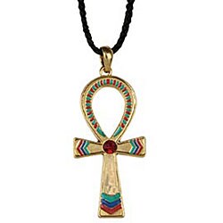 Pewter Goldtone Ankh Necklace