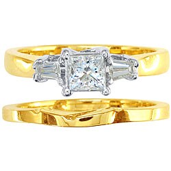 14k Gold 1/2ct TDW Diamond Princess Bridal Ring Set (G-H, I1)