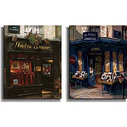 George Botich 'Paris Storefronts' Canvas Art Print 2-piece Set