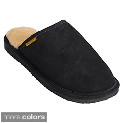 Brumby Men's Suede Fabric Genuine Backless Sheepskin Slippers