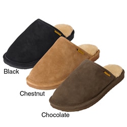 Brumby Men's Suede Fabric Genuine Backless Sheepskin Slippers