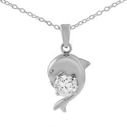 Sterling Silver Cubic Zirconia Dolphin Necklace