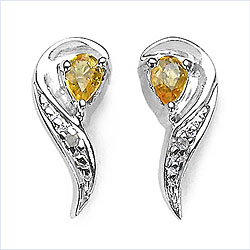 Sterling Silver Yellow Sapphire Diamond Earrings