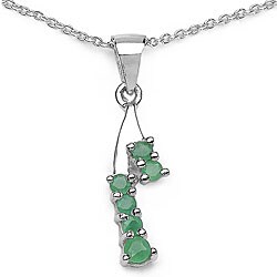 Silver Genuine Emerald 6-stone Necklace