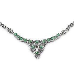 Sterling Silver Genuine Emerald Necklace