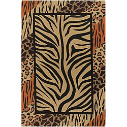 Flat-weave Mandara Animal Print Flora Rug (7'9 Square)
