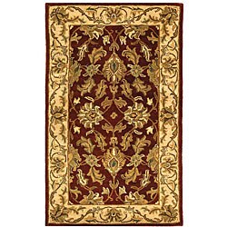 Handmade Heritage Kashan Red/ Ivory Wool Rug (2' x 3')