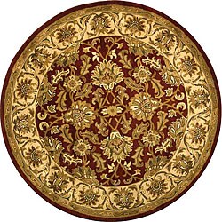 Handmade Heritage Kashan Red/ Ivory Wool Rug (8' Round)