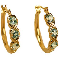 10k Gold Blue Topaz XOXO Hoop Earrings
