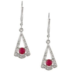 14k Gold Ruby and 1/10ct TDW Diamond Drop Earrings