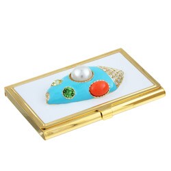 Kenneth Jay Lane White Shell Business Card Holder 