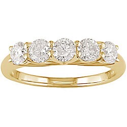 14k Gold 1ct TDW Diamond 5-stone Anniversary Ring (G-H,  SI2)