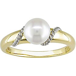 10k Gold Cultured Freshwater Pearl Ring (7-7.5mm)