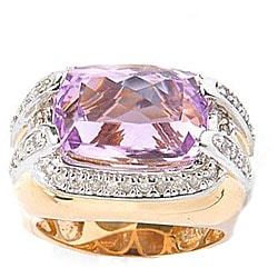 Michael Valitutti 14k Gold 3/8ct TDW Diamond Kunzite Ring (I, SI)