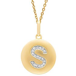 14k Yellow Gold 1/20 to 1/10ct Diamond Initial S Disc Pendant