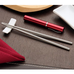 Yamazaki Steel Chopsticks in Red Case (Set of 4)