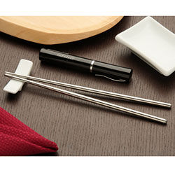 Yamazaki Steel Chopsticks in Black Case (Set of 4)