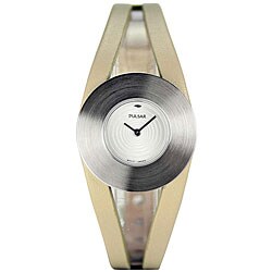 Pulsar Women's Silver Dial Beige Leather Watch