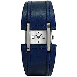 Pulsar Women's White Dial Blue Leather Strap Watch