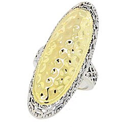 Two-tone Oblong Hammered Ring