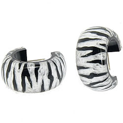 Sterling Silver Foil Resin Striped Hoop Earrings