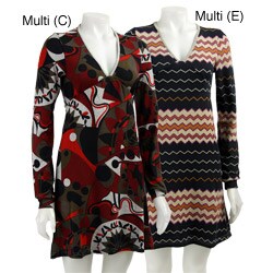 Biz Women's V-neck Sweater Dress with Tie Belt