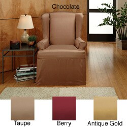 Coco Faux Silk Tailored Wrap Wing Chair Slipcover