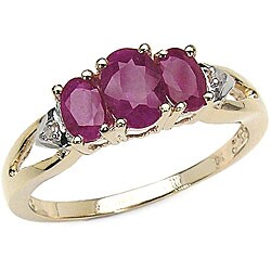 10k Yellow Gold Genuine Ruby and Diamond Ring